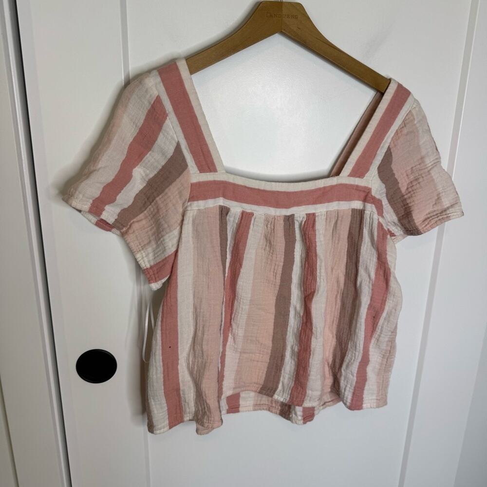 Rails Savon Cheyanne Pink Stripe Flutter Sleeve C… - image 5